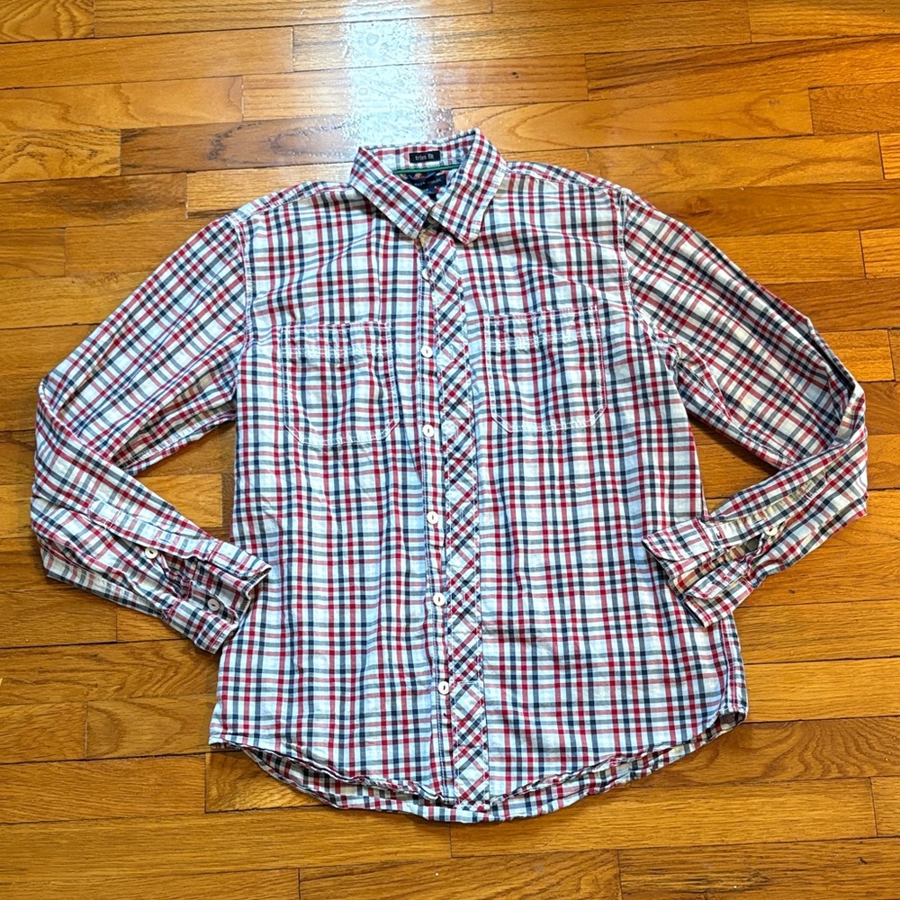 Tommy Hilfiger Red and Blue Plaid Trim Fit - Men’s small